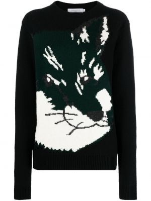 Жакардов пуловер Maison Kitsuné черно