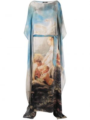 Dlouhé šaty s potiskem Roberto Cavalli modré