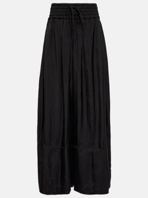 Saténové kalhoty s vysokým pasem relaxed fit Jil Sander černé
