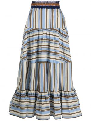 Pruhované bavlněné přiléhavé vzorované sukně Silvia Tcherassi - modrá