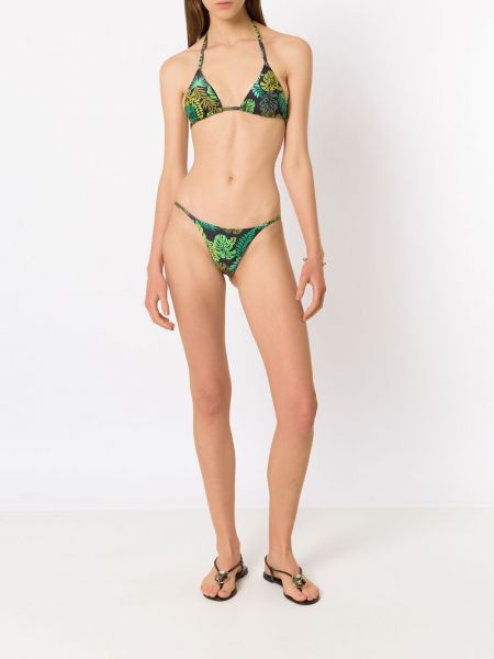 Bikini ar apdruku ar tropisku rakstu Amir Slama zaļš