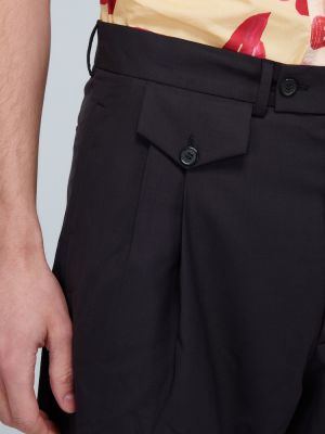 Plisované vlnené klasické nohavice Rochas čierna