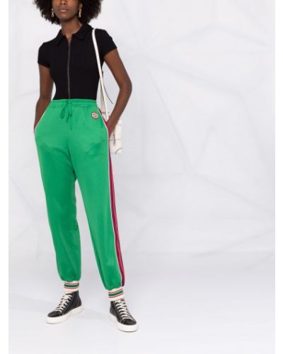 Spodnie sportowe w paski Gucci zielone