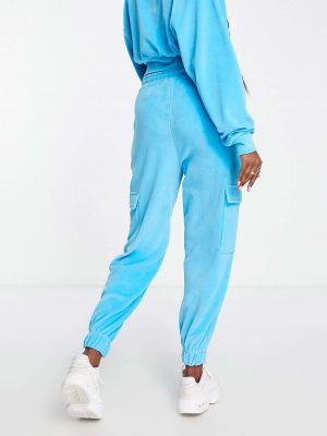 Велюровые брюки карго с принтом Asyou синие
