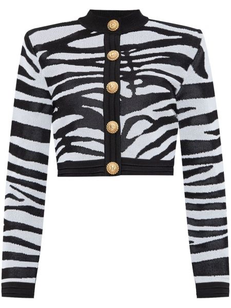 Zebra desenli baskılı süveter Balmain siyah