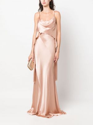 Sukienka wieczorowa bez rękawów drapowana Alberta Ferretti różowa