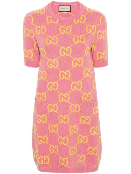Μάλλινη φόρεμα Gucci ροζ