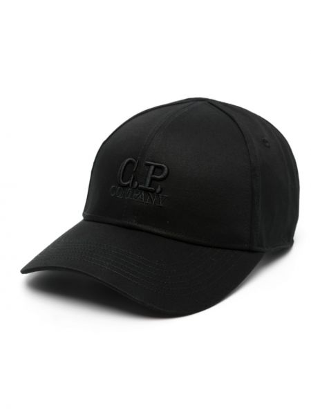 Haftowana czapka z daszkiem bawełniana C.p. Company czarna
