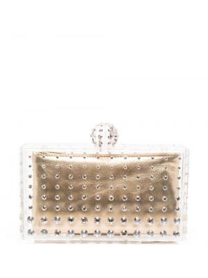 Прозрачни чанта тип „портмоне“ с кристали Aquazzura златисто