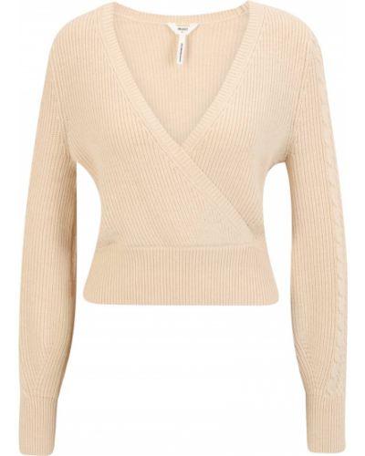 Viskózový nylonový priliehavý sveter Object Petite - béžová