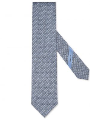 Cravată de mătase cu imprimeu geometric Zegna albastru