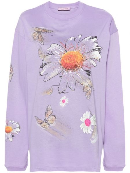 T-krekls ar ziediem ar apdruku Margherita Maccapani violets