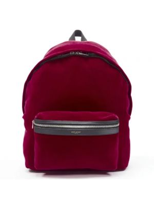 Aksamitny plecak Saint Laurent Vintage czerwony