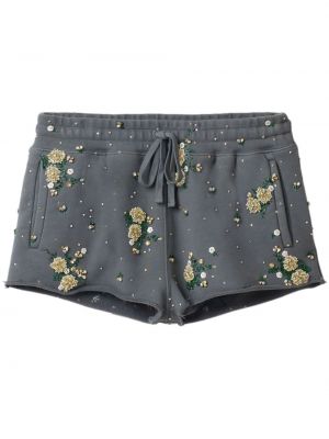 Shorts en coton à fleurs Miu Miu gris