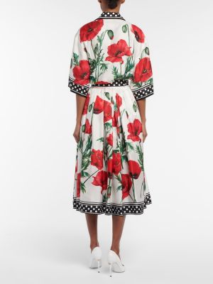 Květinové hedvábné midi sukně s vysokým pasem Dolce&gabbana