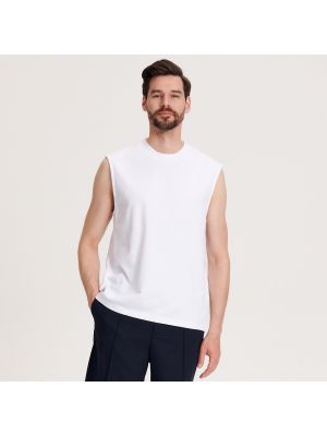Bavlnené tričko bez rukávov Reserved biela
