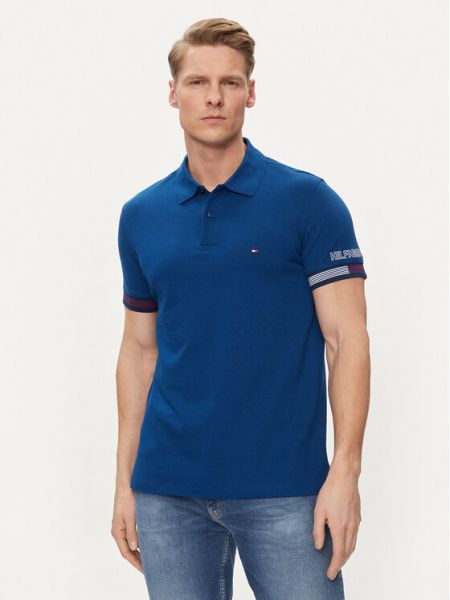 Polo marškinėliai slim fit Tommy Hilfiger mėlyna