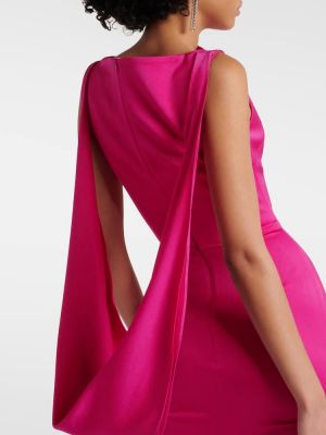 Drapované saténové midi šaty Alex Perry ružová