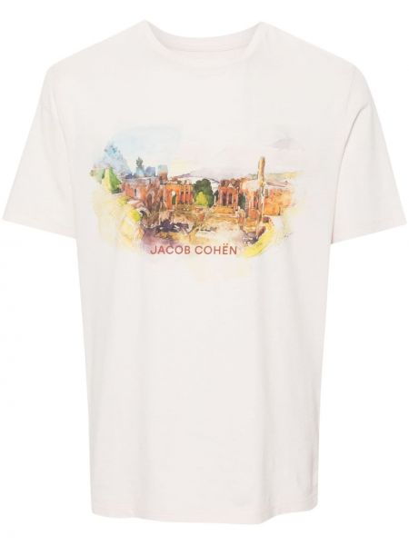 T-shirt en coton à imprimé Jacob Cohën blanc