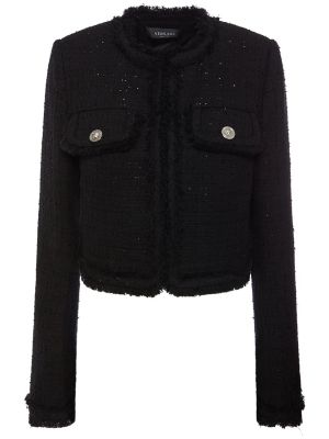 Pamučna jakna od tvida Versace crna