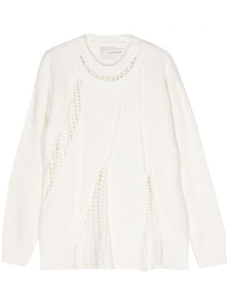 Памучен дълъг пуловер Feng Chen Wang бяло