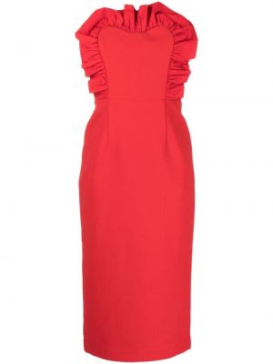 Midi šaty s volány z polyesteru Rebecca Vallance - červená