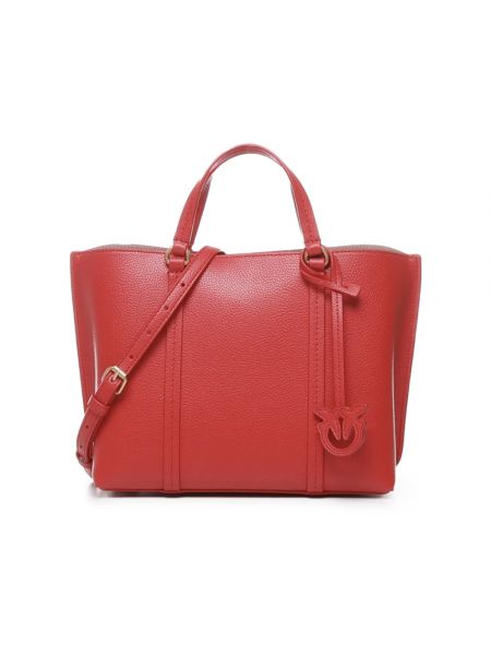 Leder shopper handtasche mit taschen Pinko rot
