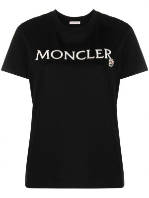Haftowana koszulka Moncler czarna