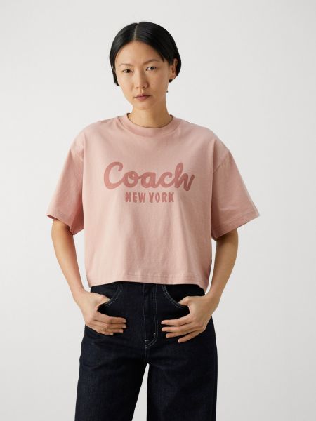 Футболка с принтом Coach розовая