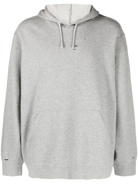 Pamučna hoodie s kapuljačom s vezom Givenchy siva