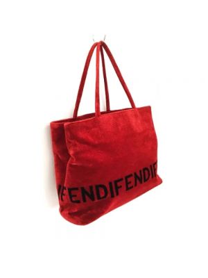 Shopperka skórzana Fendi Vintage czerwona