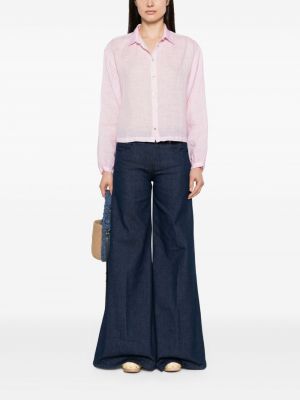 Transparente leinen hemd 120% Lino pink