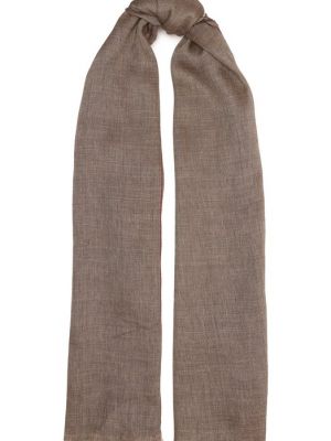 Шелковый льняной шарф Corneliani коричневый