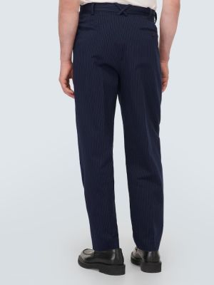 Pantalones de lino de algodón a rayas Kenzo azul