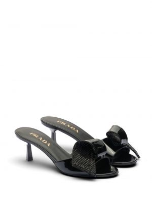 Kožené sandály s mašlí Prada černé