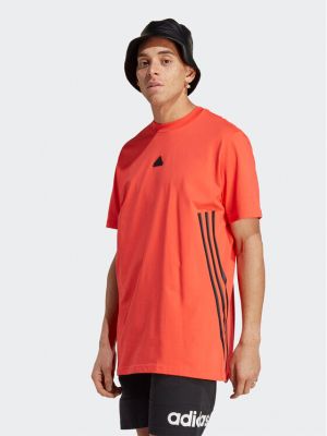 Relaxed тениска на райета Adidas червено