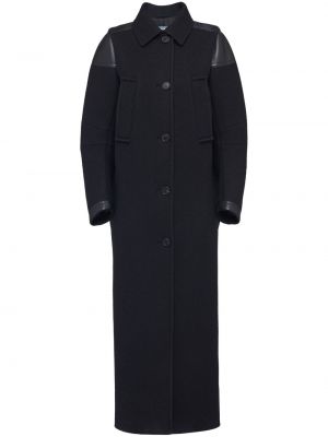 Černý vlněný kabát Prada