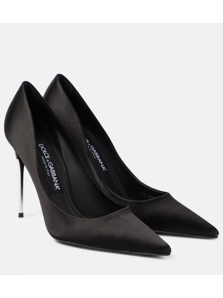 Сатенени полуотворени обувки Dolce&gabbana черно