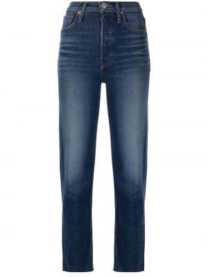 Proste jeansy z wysoką talią klasyczne z paskiem Re/done - niebieski