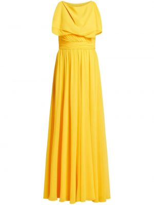 Koktel haljina s draperijom Badgley Mischka žuta
