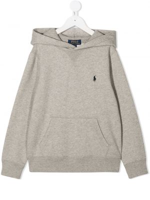 Hoodie med broderi för tjejer Ralph Lauren Kids grå