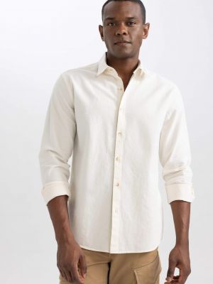 Bavlnená priliehavá košeľa s dlhými rukávmi Defacto