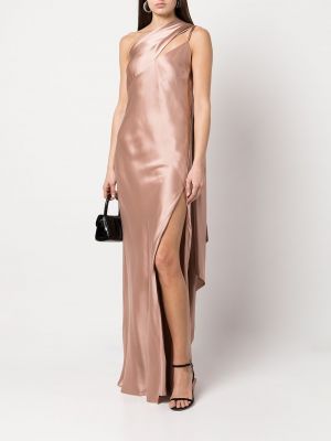 Drapované hedvábné šaty Michelle Mason růžové