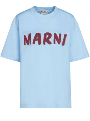 Raštuotas medvilninis marškinėliai Marni mėlyna