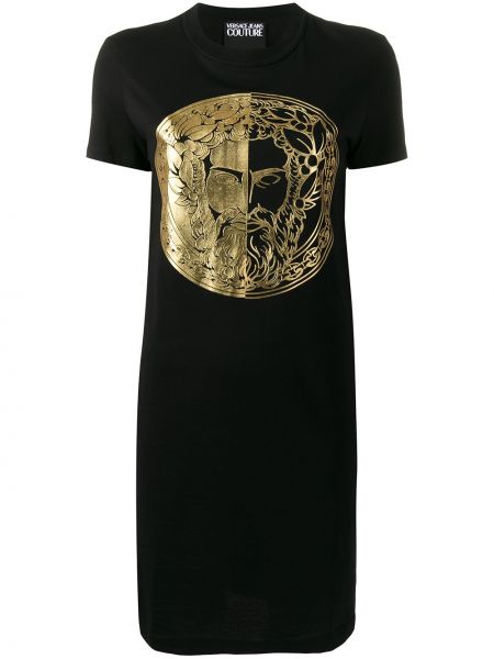 Džinsa auduma kleita ar apdruku Versace Jeans Couture melns