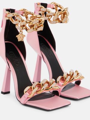 Сатенени сандали Versace розово