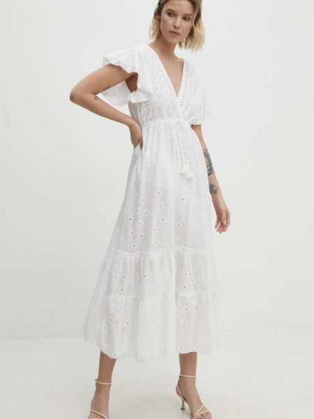 Памучна макси рокля Answear Lab бяло