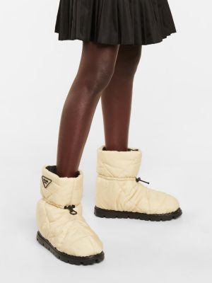Prošívané sněžné boty z nylonu Prada bílé