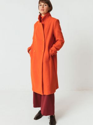 Oranžový vlněný kabát Skfk