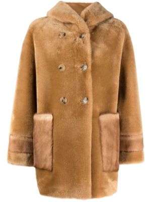 Manteau de fourrure à capuche Blancha marron